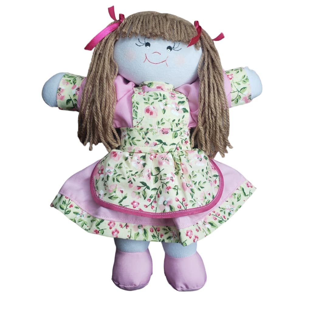 Boneca de Pano com Vestido 100% Artesanal 30cm