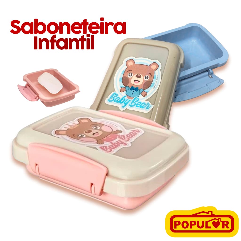 Saboneteira de Plástico Infantil Baby Banho Com Tampa - Usual Utilidades