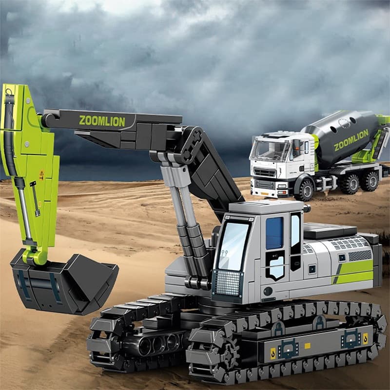 Blocos de Construção Série Engenharia: Bulldozer, Guindaste, Compatível com Lego, para Meninos Montarem
