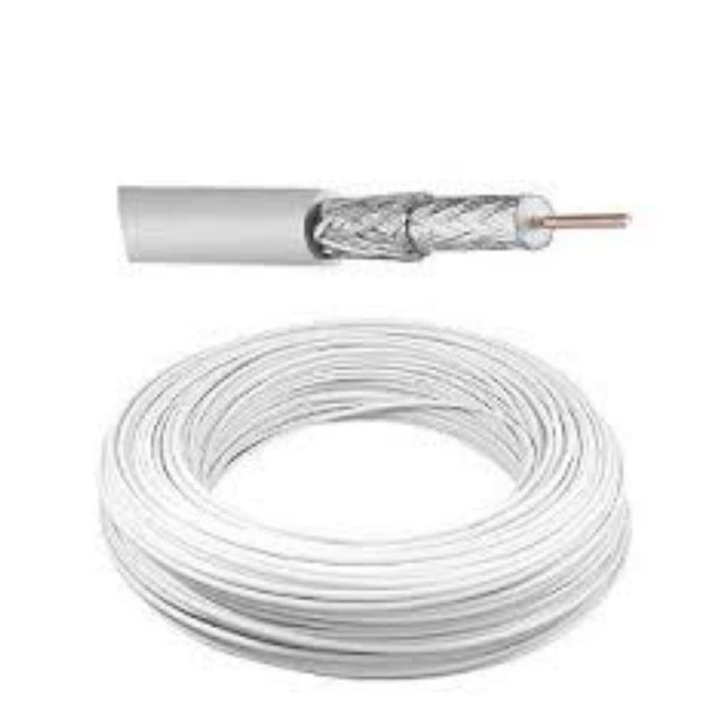 50 Metros de Cabo para antena de TV coaxial Grosso RG06 Pronto para uso