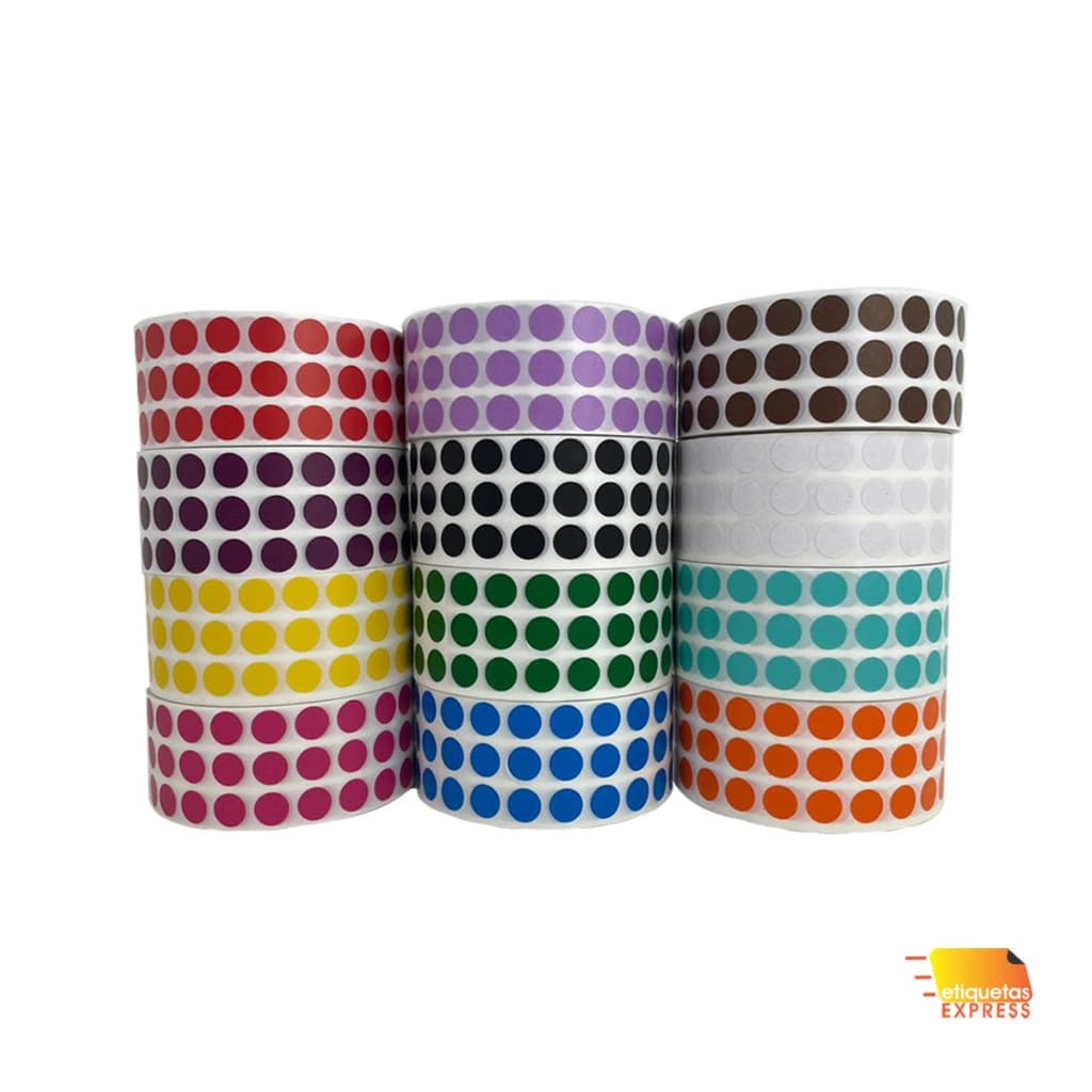 Kit Etiqueta Selo Bolinha Colorida 10mm Rolo Com 12.000 Adesivos