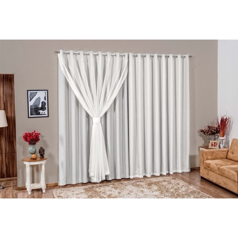 Cortina Blackout Com Voil 3,00 X 2,70 Quarto e Sala