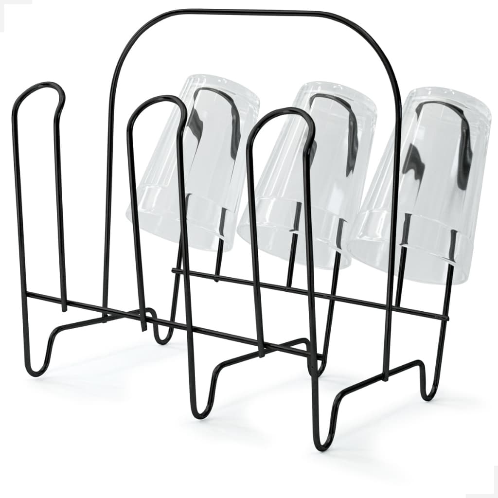 Escorredor Porta Copo 6 Lugares Aço Aramado Preto Black