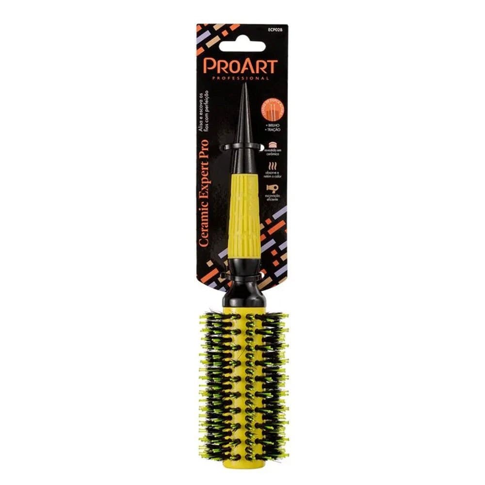 ESCOVA PROFISSIONAL CERÂMICA PROART 28MM AMARELA