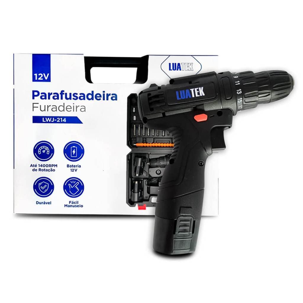 Furadeira e Parafusadeira Bateria Recarregável12V Reparos 2 em 1