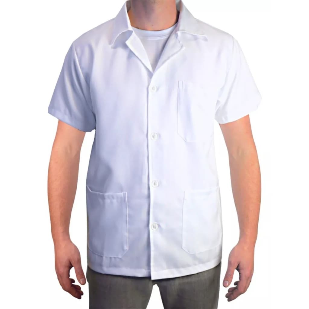 Jaleco Uniforme Branco Poliéster Manga Curta