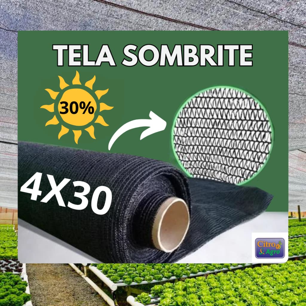 Tela Sombrite Preta 30% - 4x30 metros.