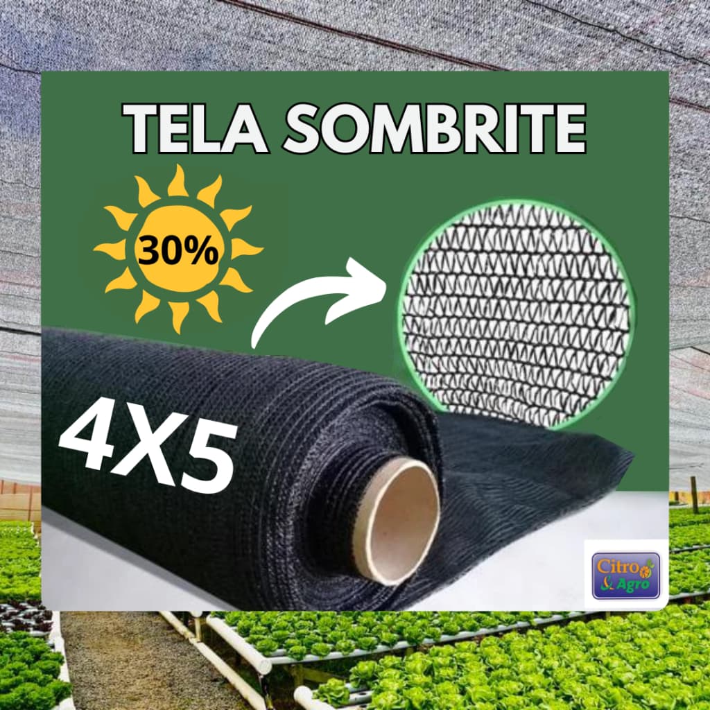 Tela Sombrite Preta 30% - 4x5 metros.