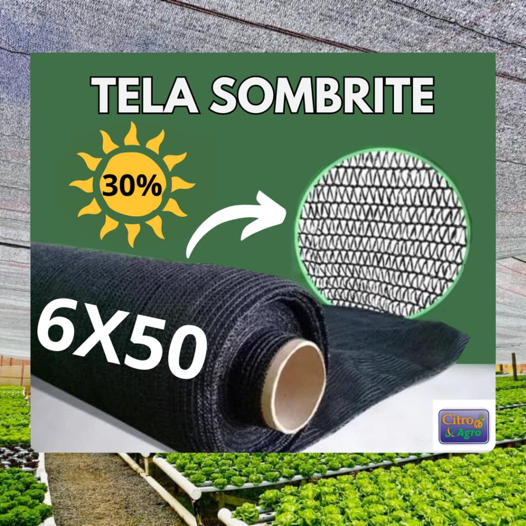 Tela Sombrite Preta 30%  - 6x50 metros.