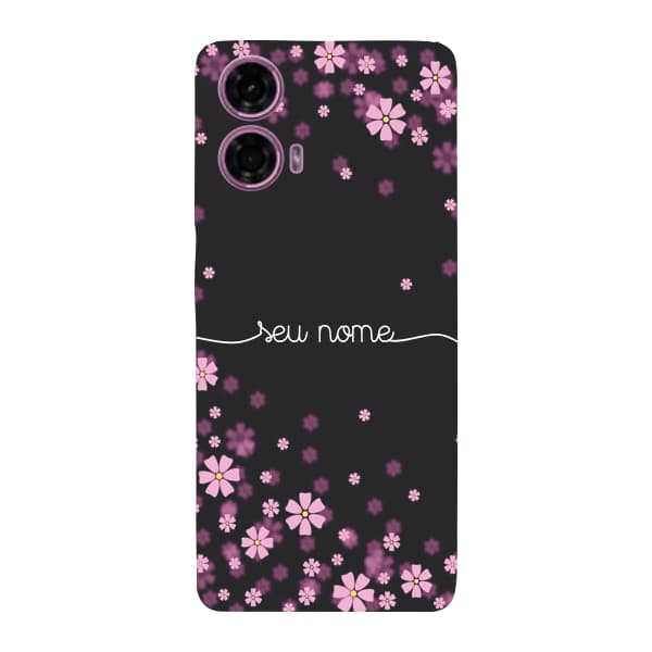 Capinha para Moto G24 Anti Impacto Personalizada - Flores Lilás com nome