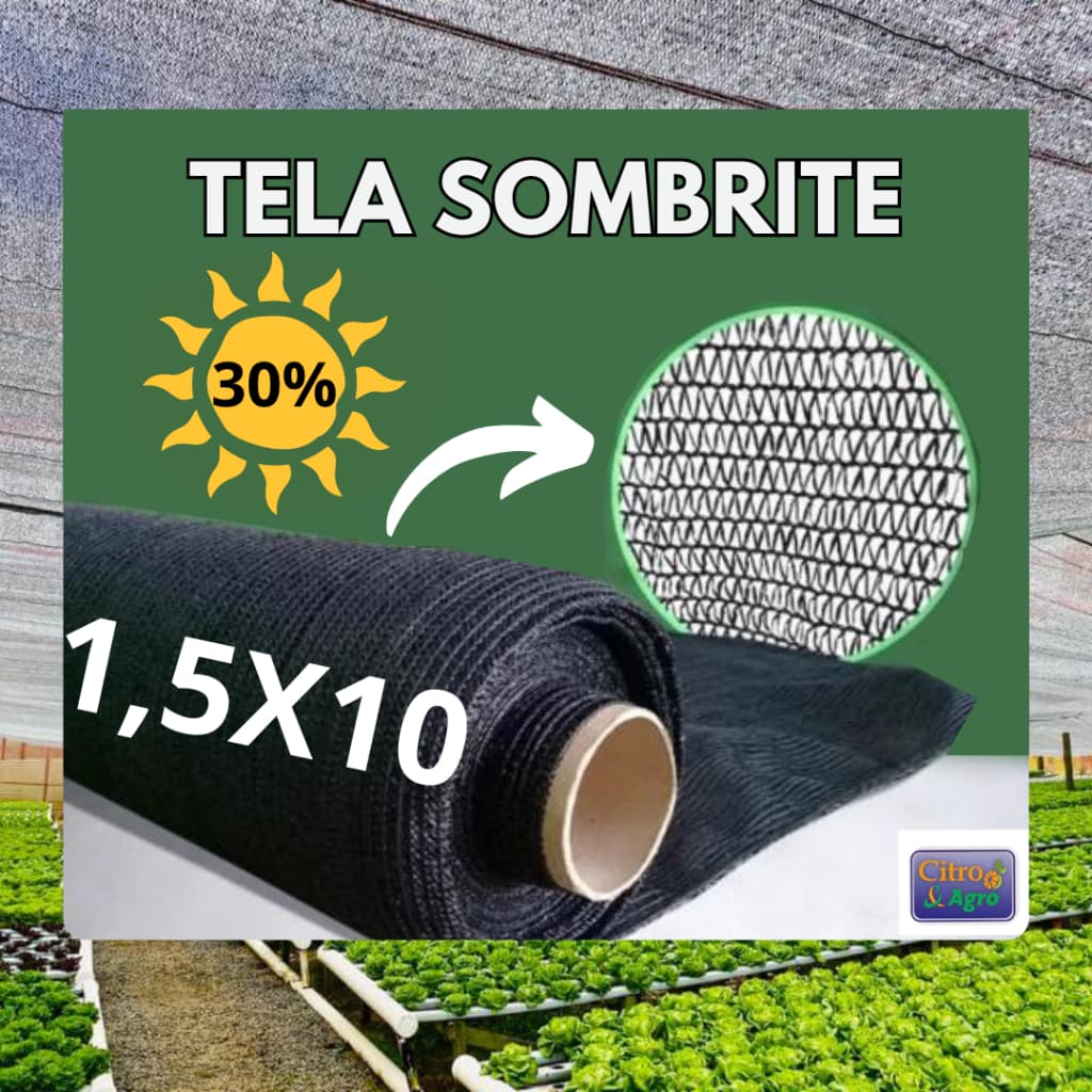 Tela Sombrite Preta 30%  - 1,50x10 metros.