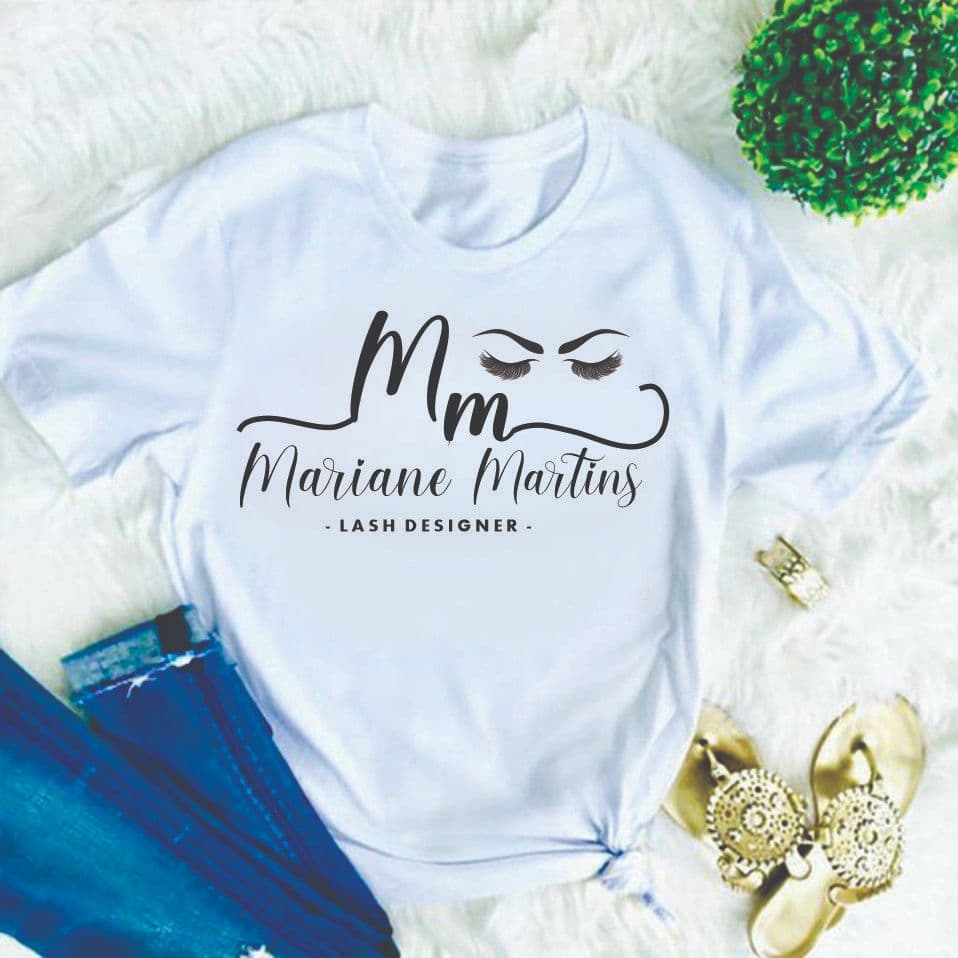 Camiseta Lash Designer Poliéster Personalizada Profissional Extensão Uniforme Cores Vibrantes Resistente Confortável