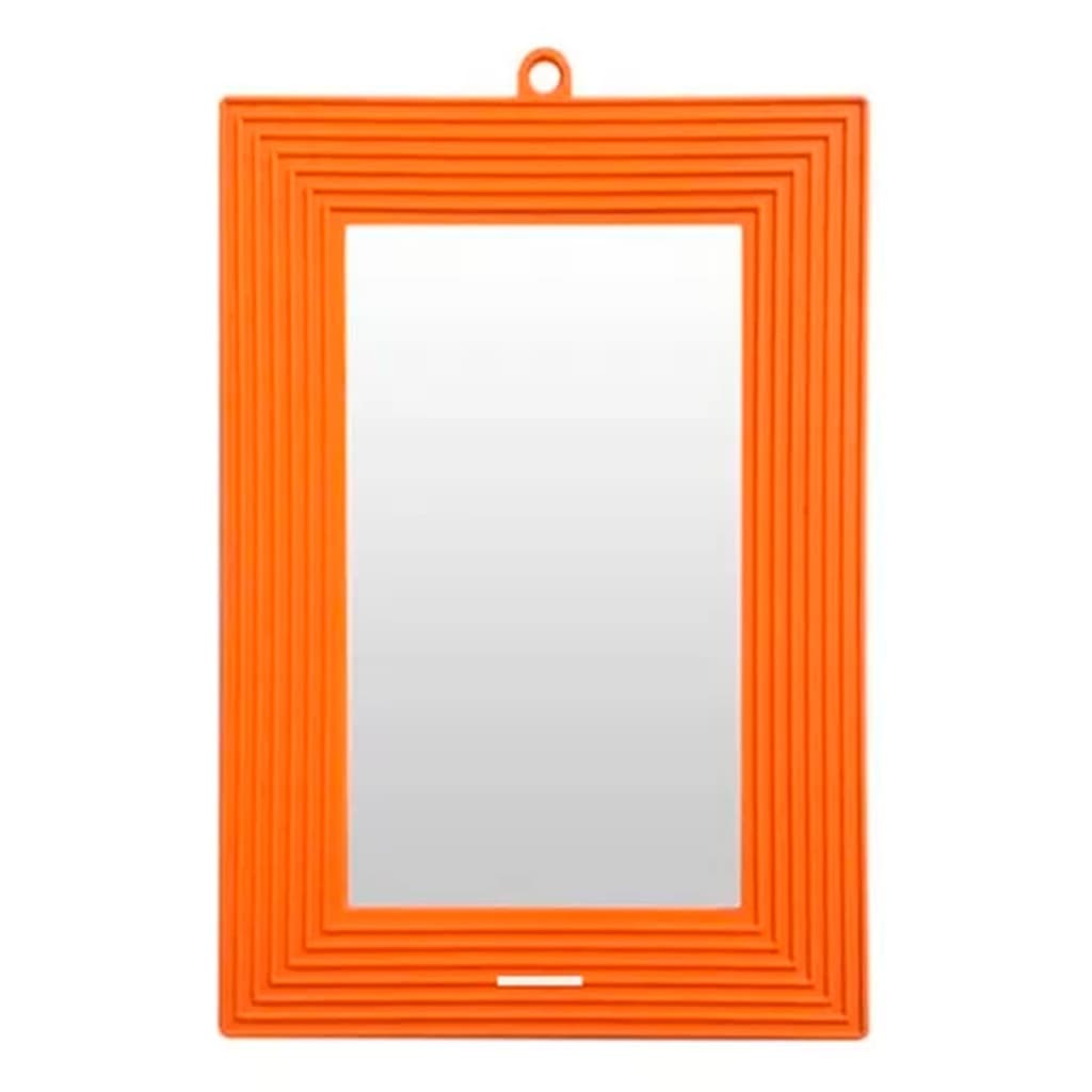 Espelho Retangular Moldura Plástica Laranja Retro de Banheiro N°14