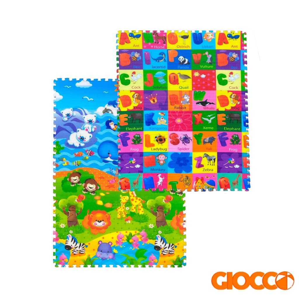 Tapete Infantil de Atividades Dupla face Portátil Gelo Selva ABC Dupla Face 59x59x2cm Giocco