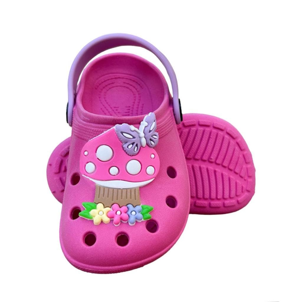 Babuche Menina Cogumelo Flor Chinelo Sandalia Enfeite Moda Bebe Verão Leve Macio Emborrachado