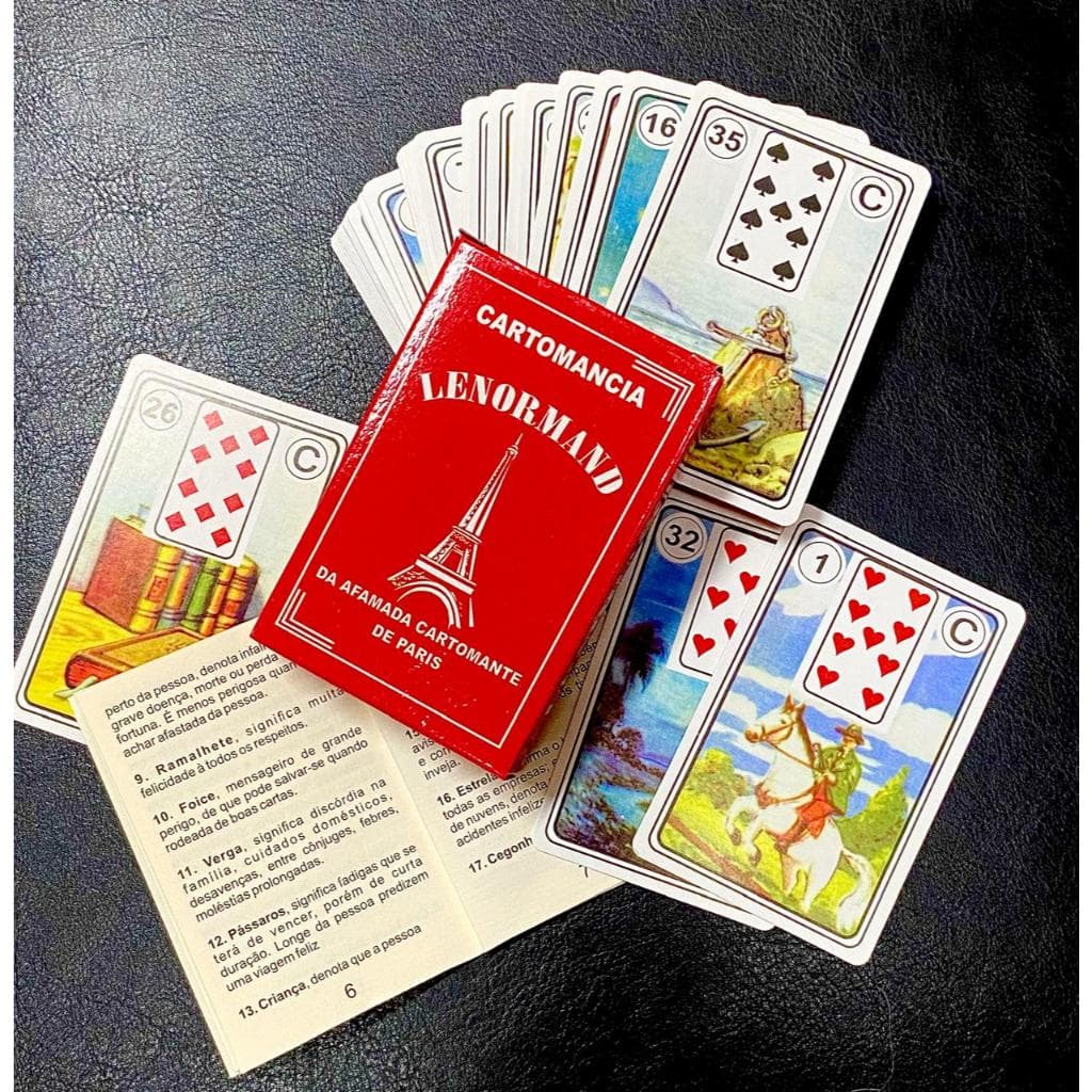 Baralho Jogo de Cartas Lenormand com manual de explicação das cartas