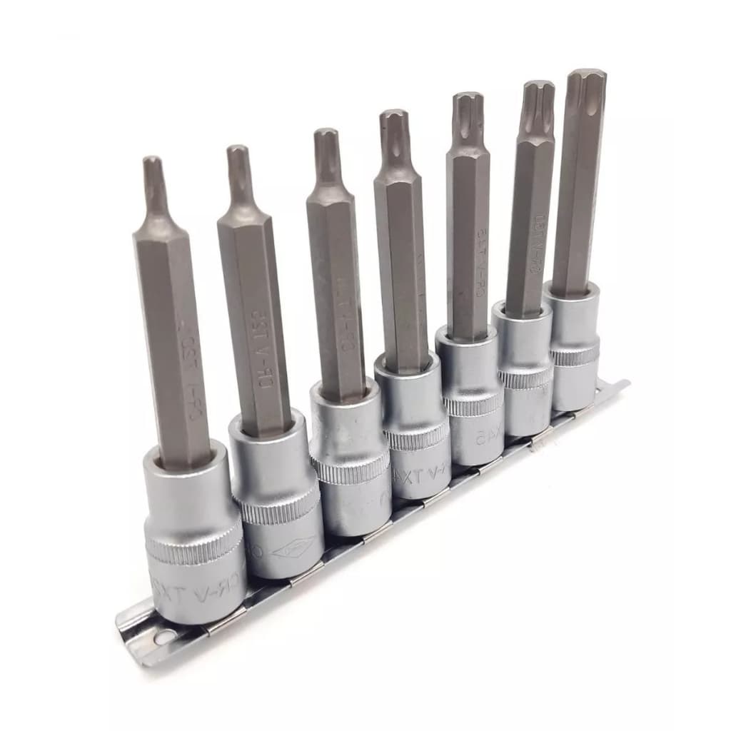 Jogo Soquetes Bits Torx Longo 7 Peças 1/2 Polegada 1 Linha