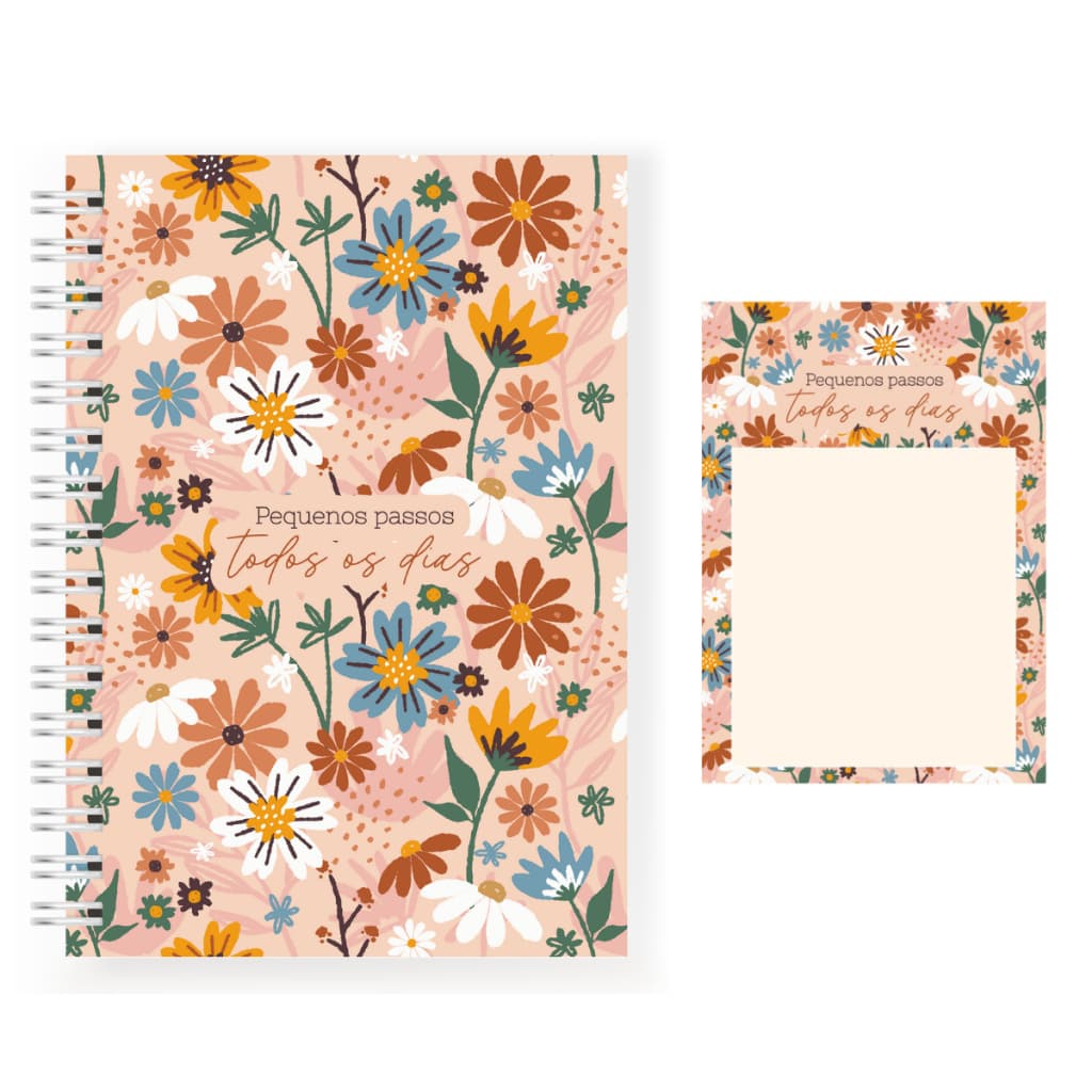Kit Caderno de Anotações A5 e Bloco Anotações100 Folhas Pautado Sketchbook Desenho Escolar Capa Dura