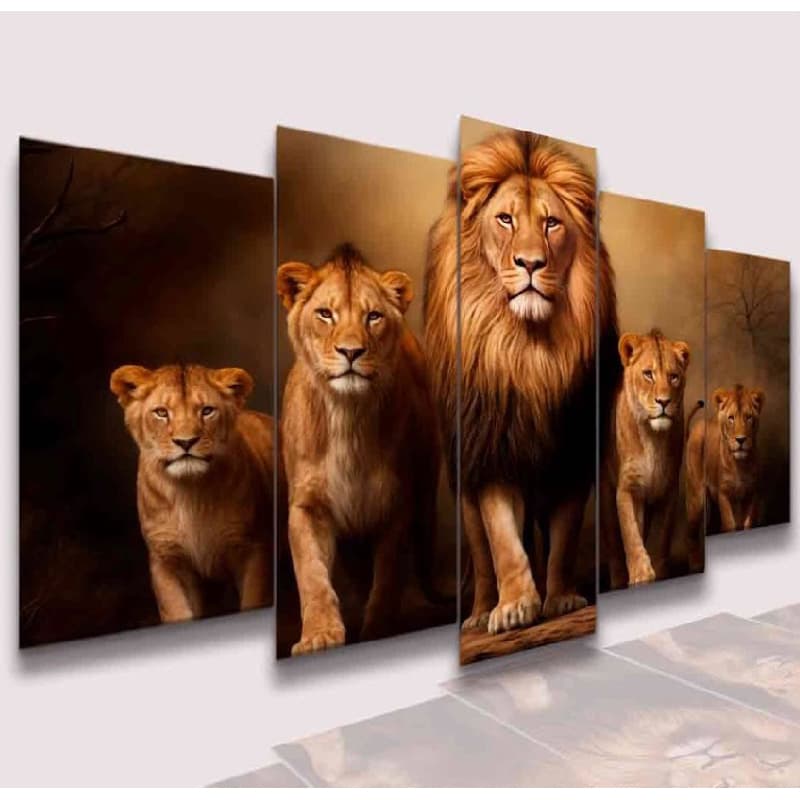 Conjunto Quadros DecorativosAlta Resolução Mosaico Leão Paisagem Frases Flores Cristão Sala Quarto