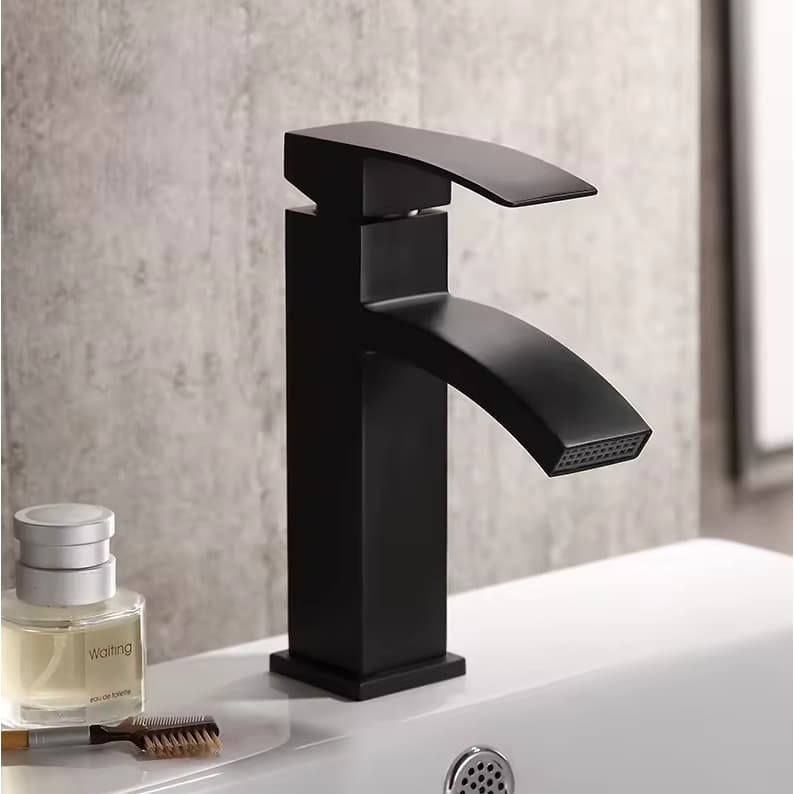 Torneira Para Banheiro Lavatório De Cascata Preto Fosco Gourmet Monocomando Agua Quente e Fria Luxo