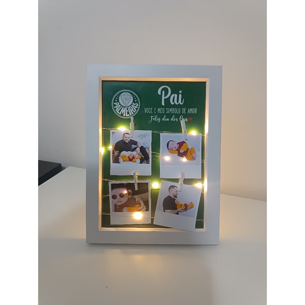 Porta Retrato com Luzes Led Palmeiras Dia dos Pais Personalizado