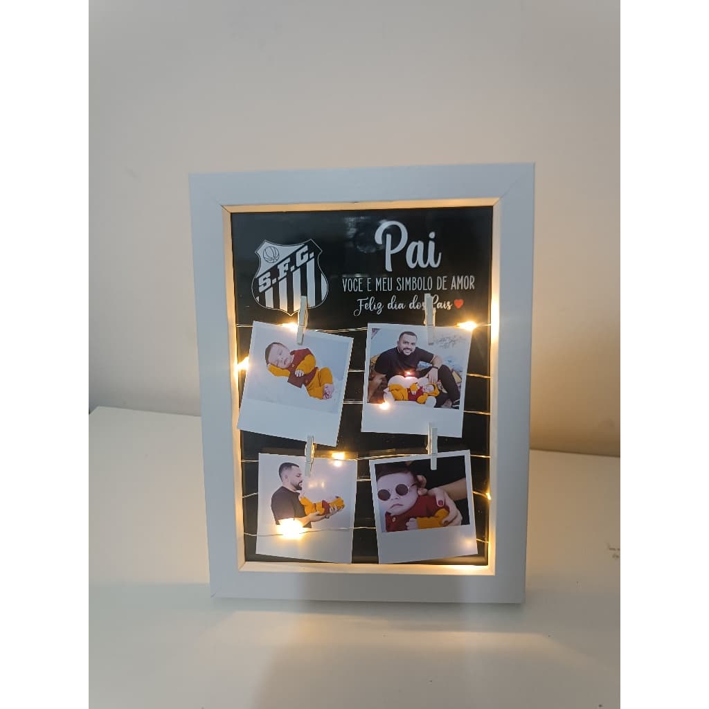 Porta Retrato com Luzes Led do Santos Dia dos Pais