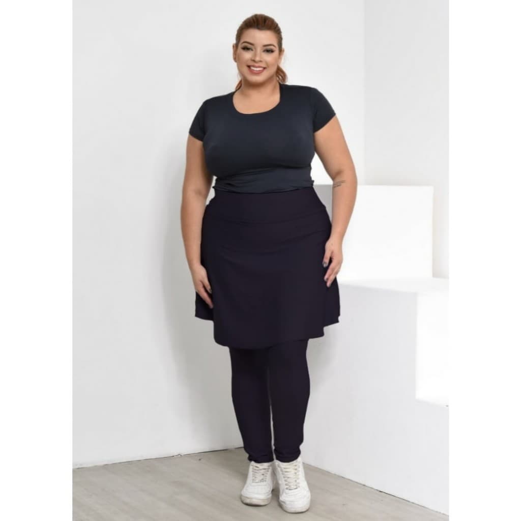Calça Saia Fitness com Bolso Plus Size Moda Evangélica G1 G2