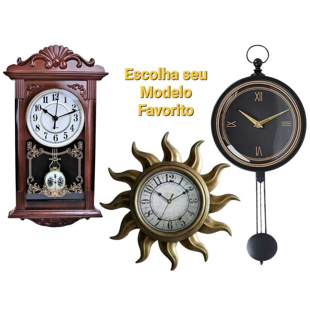Relógio De Parede Com Pêndulo Retro Vintage Clássico Plástico Tipo madeira Rustico