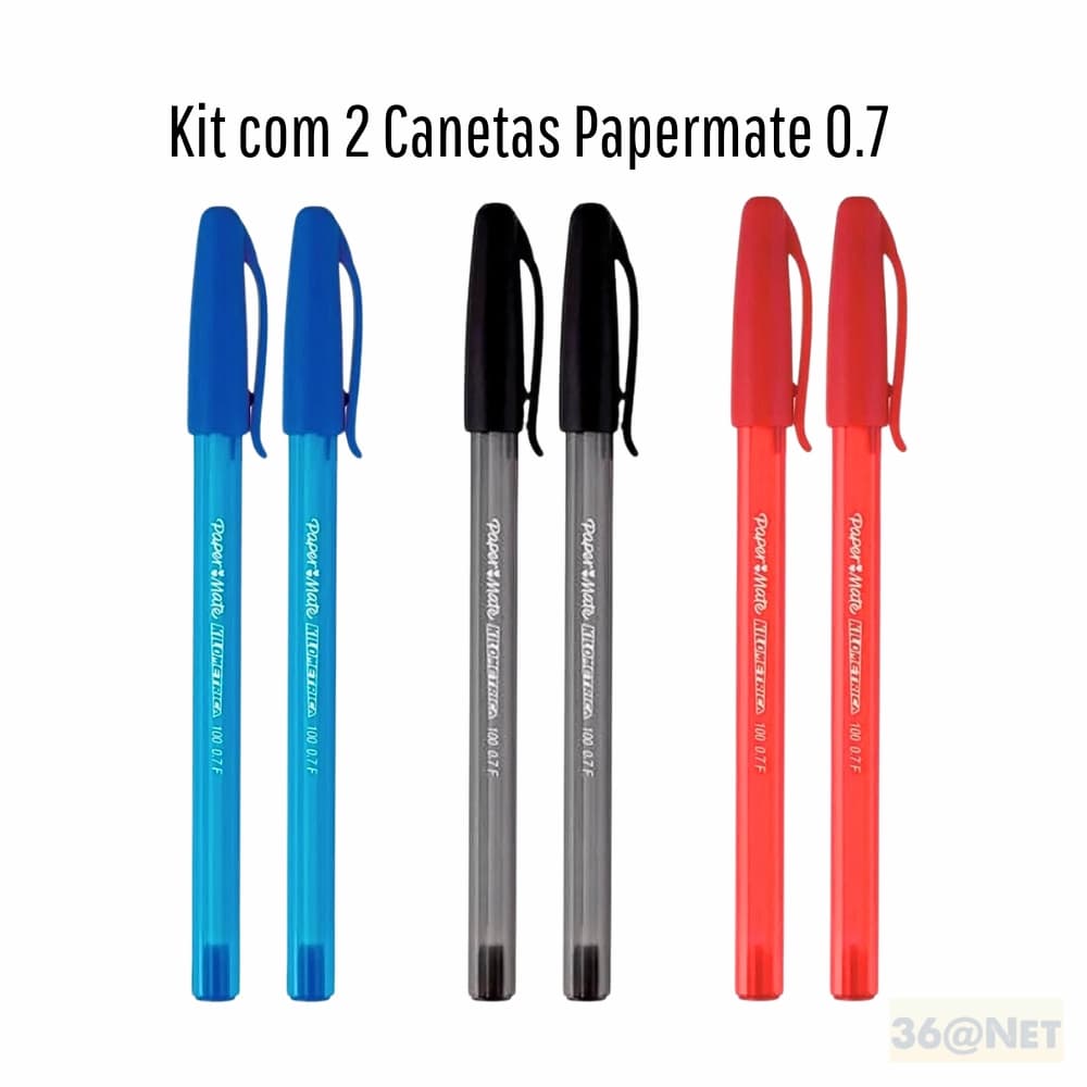 Caneta Esferográfica Colorida 0.7  Kilometrica Paper Mate kit c/ 2 unidades
