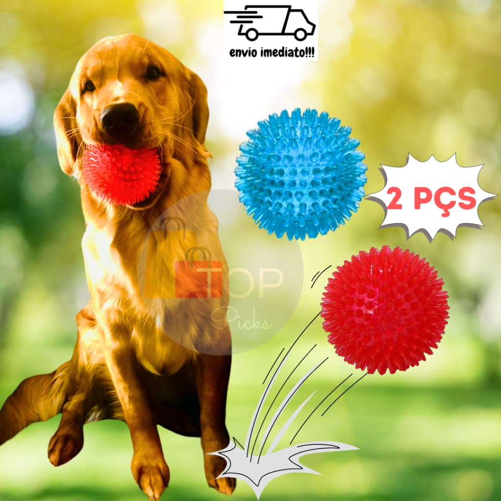 Kit 2 Pçs Bola Bolinha Divertida Com Espinho Com Cravos Para Pet Resistente Flexível Cor Variada 7 Cm