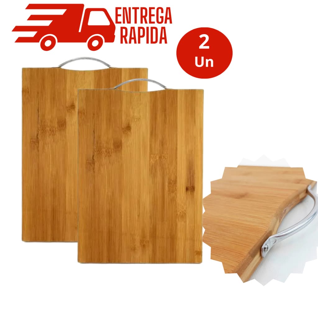 Kit 2 Tábua de Corte de Carne/Legumes Material Ecológico Bambu Com Alça