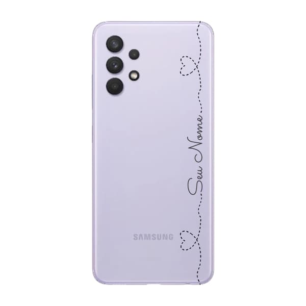 Capinha para Samsung A32 4G Anti Impacto Personalizada - Nome na lateral e fundo transparente