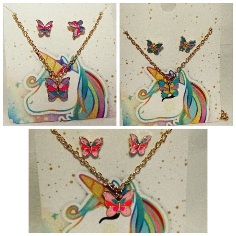 Conjunto Infantil Brinco e Colar Borboleta