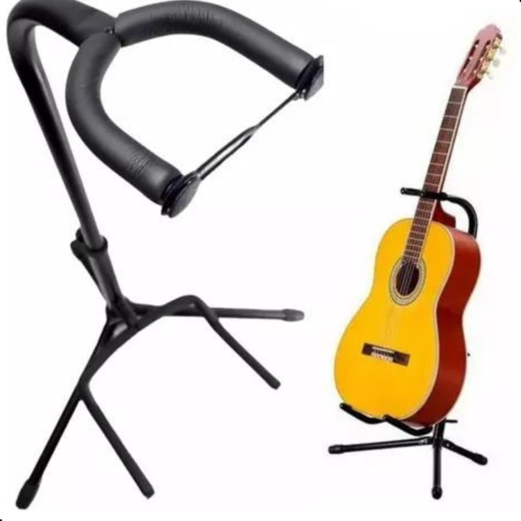 Suporte Guitarra Violão Chão Com Trava Profissional Dobrável