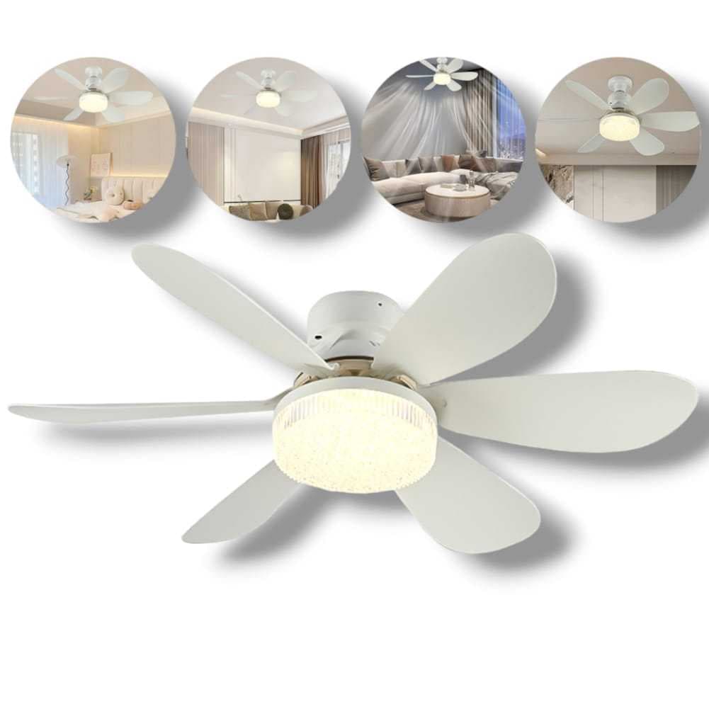 Ventilador de Teto Com Luz p/ Pequenos Espaços (6 Hélices) Controle Remoto Bivolt P.QIU