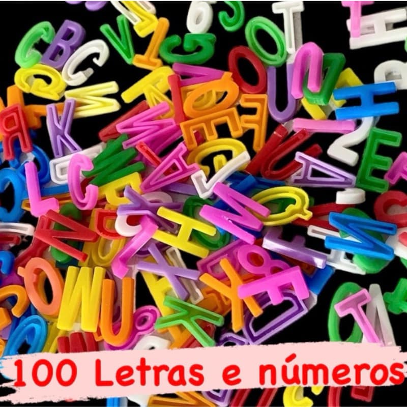 100 Letras e Números Abecedário Completo  Alfanumérico Sortidos Brinquedo Educativo Alfabeto