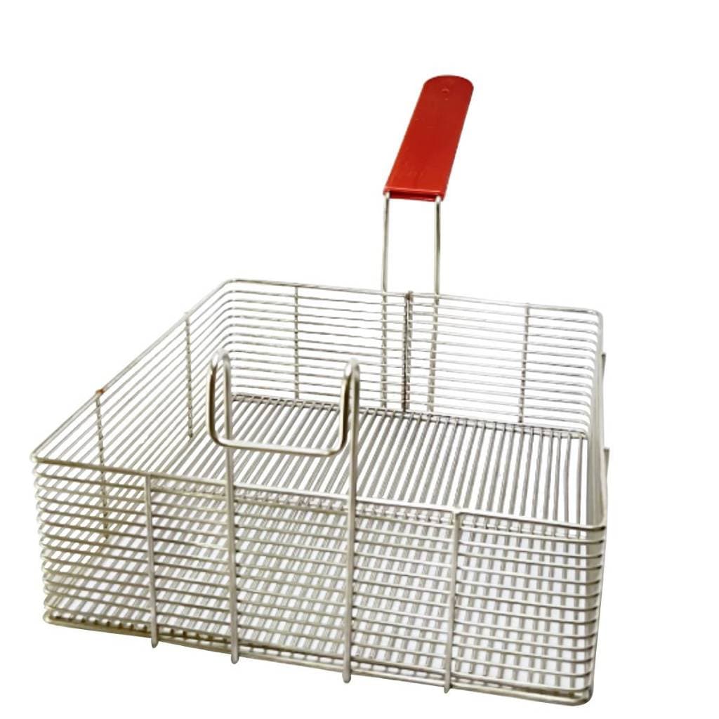 Cesto De Fritura 25cm X 25cm Aramado Com Cabo Vermelho