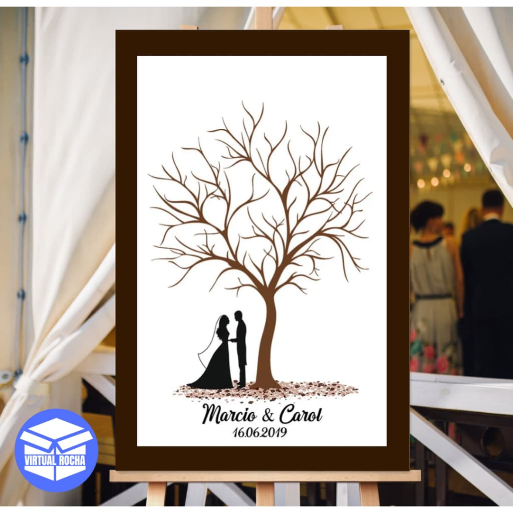 Quadro Placa Recepção De Casamento Árvore Para Assinaturas Personalizado