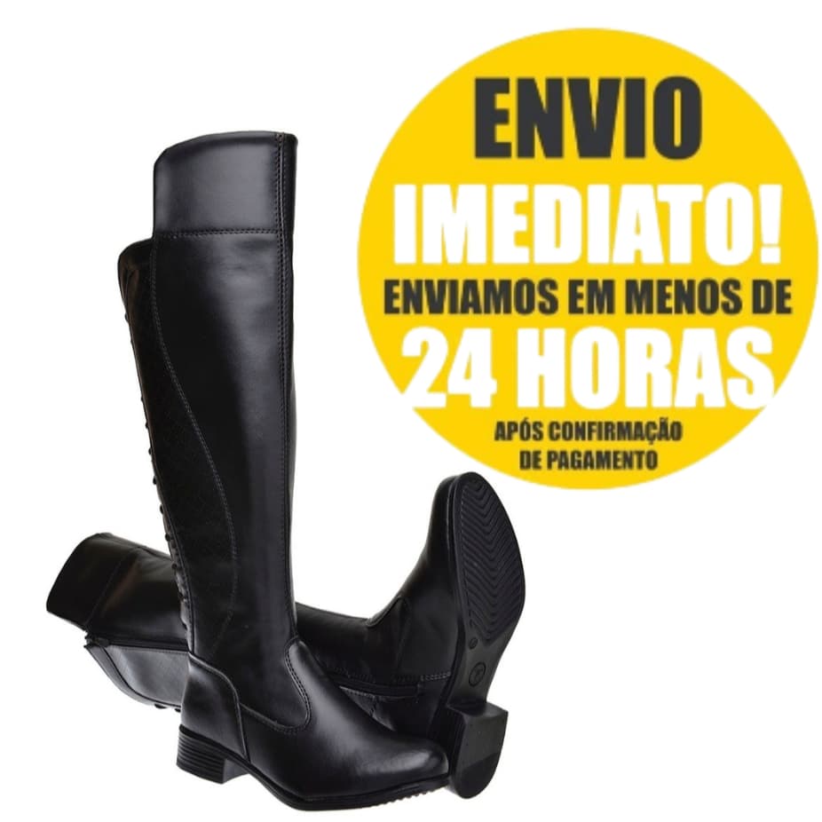 Bota Feminina Over Cano Alto Montaria C/ Amarração  Zíper Antiderrapante Ajustável PROMOÇÃO
