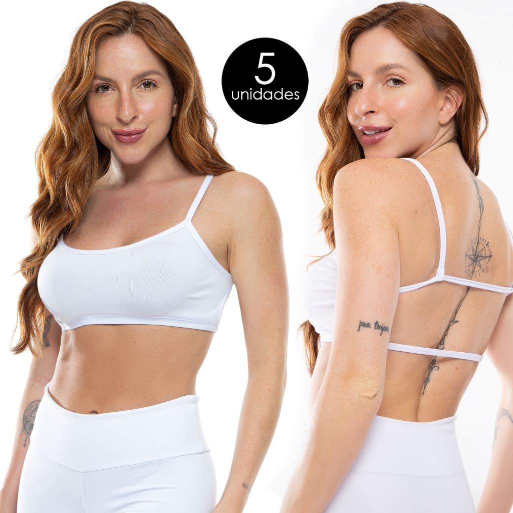 Kit 5 Top Cropped Costa Nua Modelo Gringa Alça Fina Casual Frente Única 124