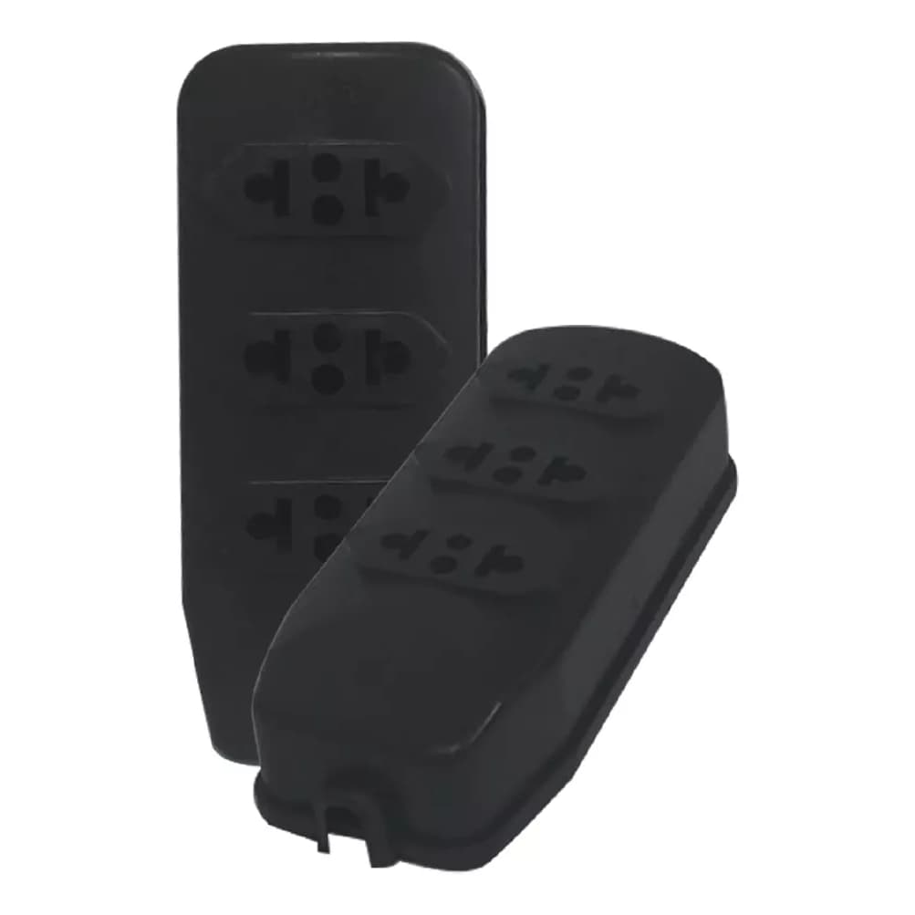 Kit 100 Unidades Tomada Em Barra 10a - 3 Pontos Preto