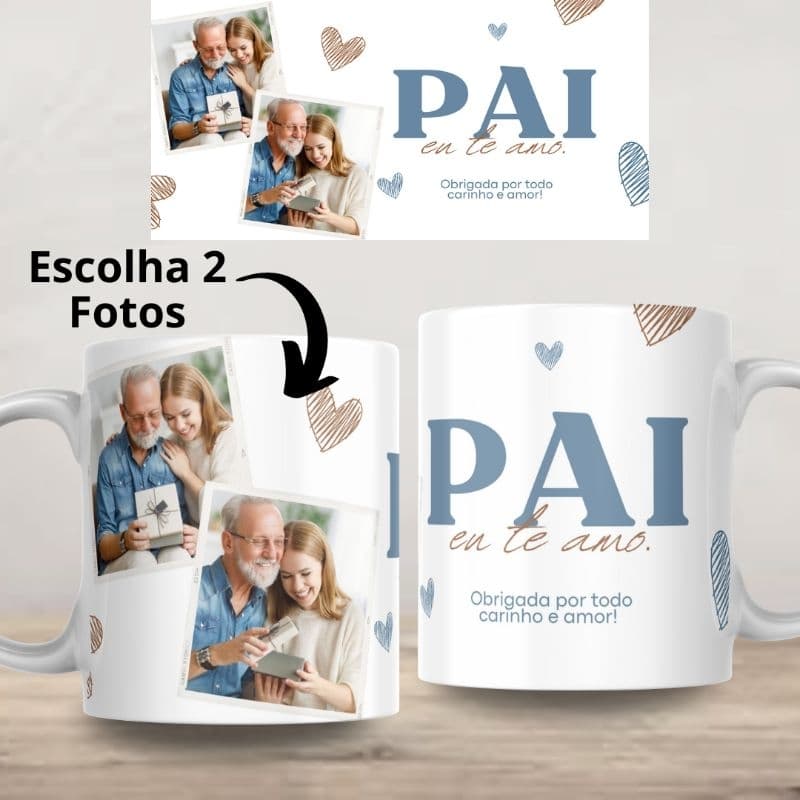 Caneca Xícara Pai eu te amo Dia dos Pais Personalizada Xícara Presente Lembrança Promoção
