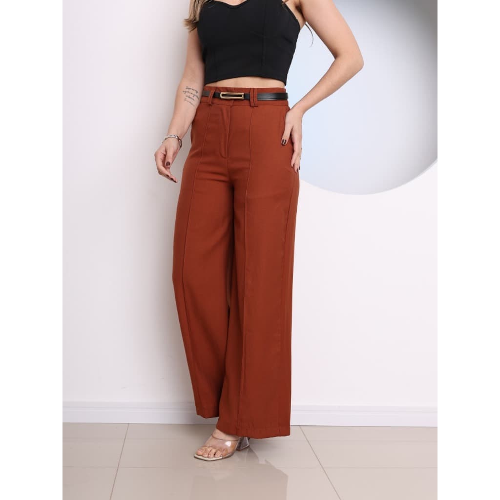 Calça estilo alfaiataria marant com cinto pantalona novo