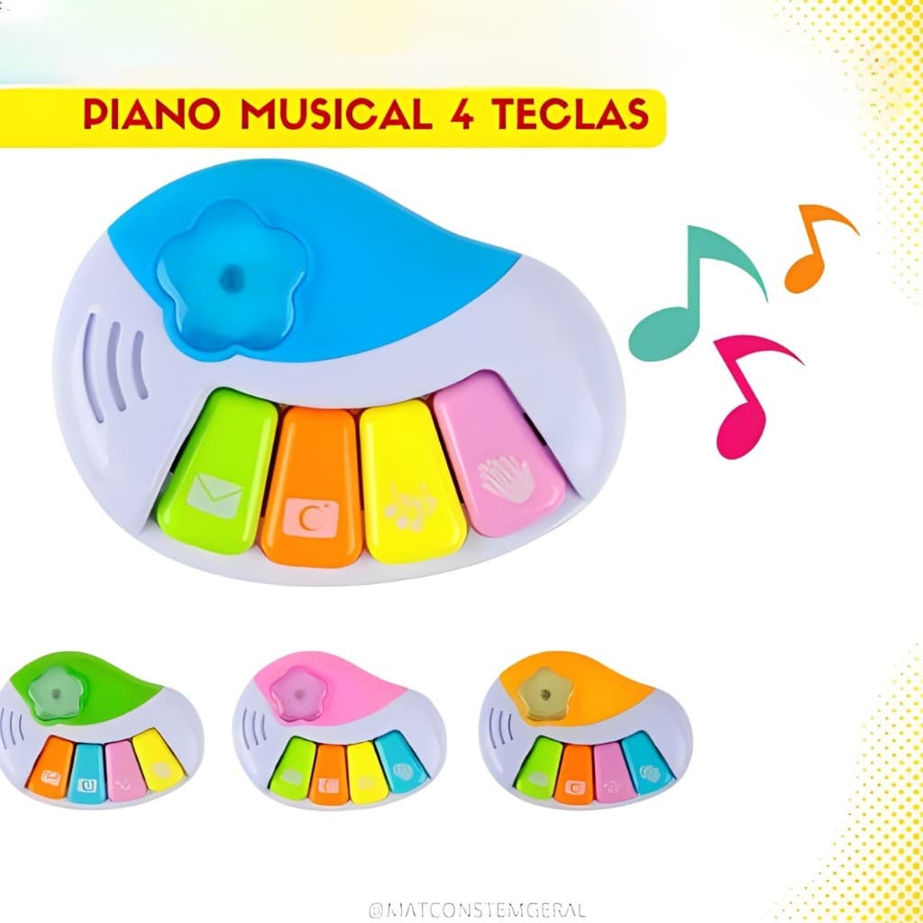 Mini Piano Teclado Infantil Musical 4 Teclas Brinquedo Criança Pequena