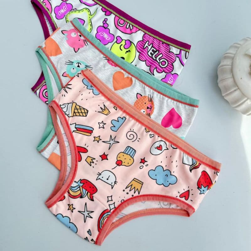 kits 20 E 10 Calcinhas Infantil Menina Moça  Poliamida Premium Estampada REVENDA