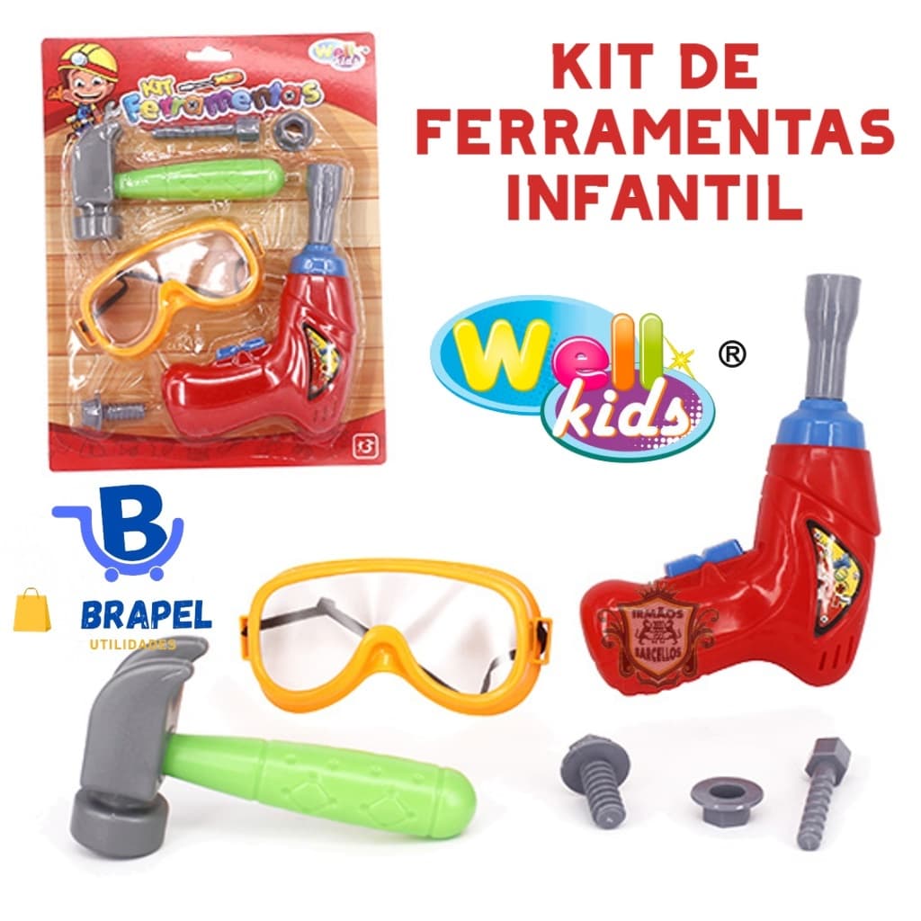 Brinquedo Infantil 6 Peças Menino, kit ferramenta - Envio Imediato
