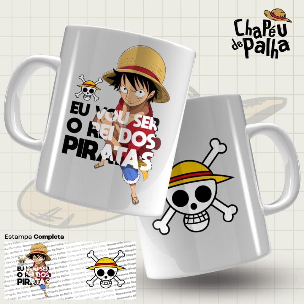 Caneca One Piece Porcelana 325ml – Anime – Presente Otaku - Monkey D Luffy
