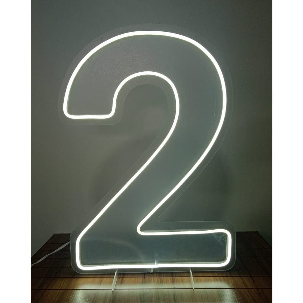 Painel Led Neon Número Dois 2 - 50cm altura em acrilíco