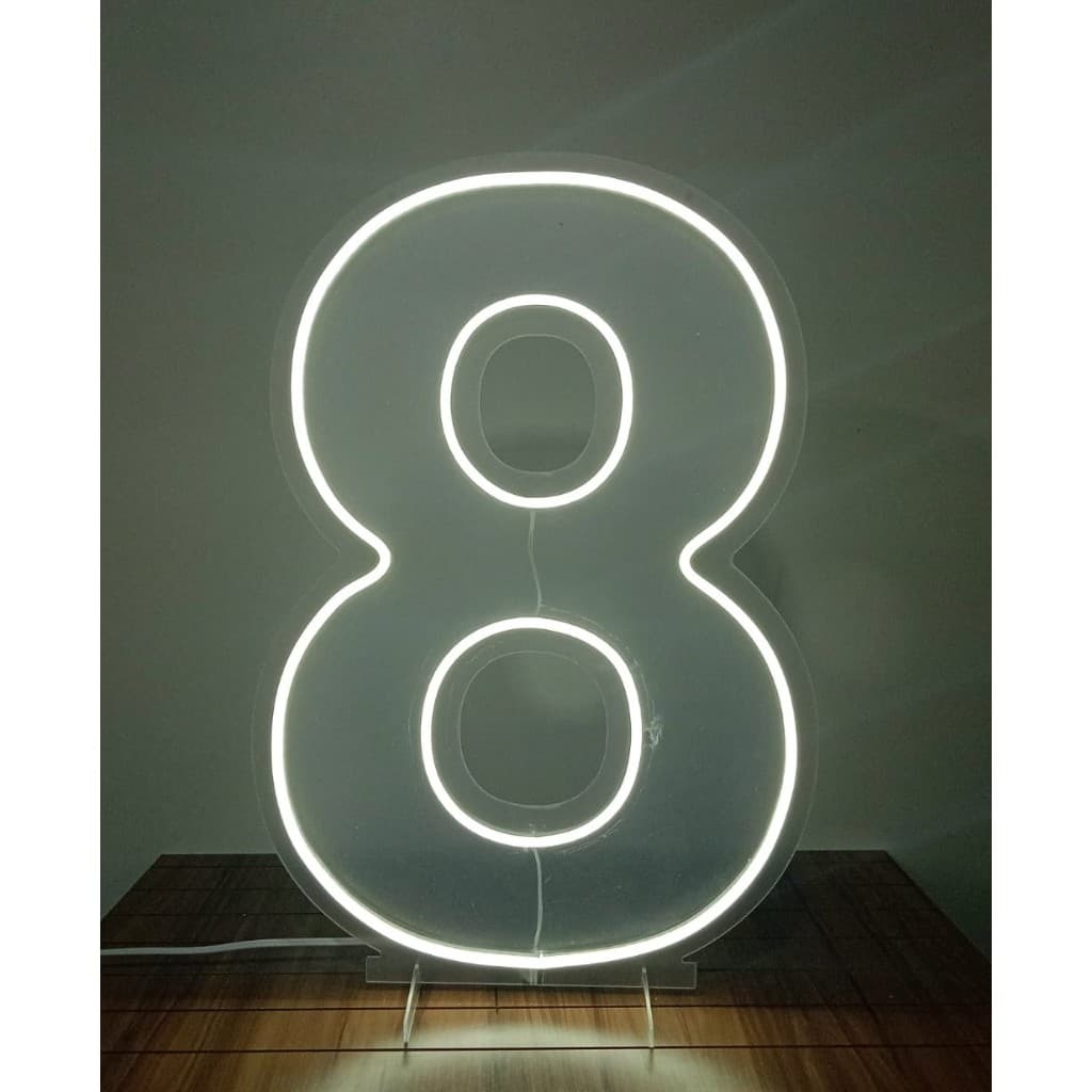 Painel Led Neon Número Oito 8 - 50cm altura em acrilíco