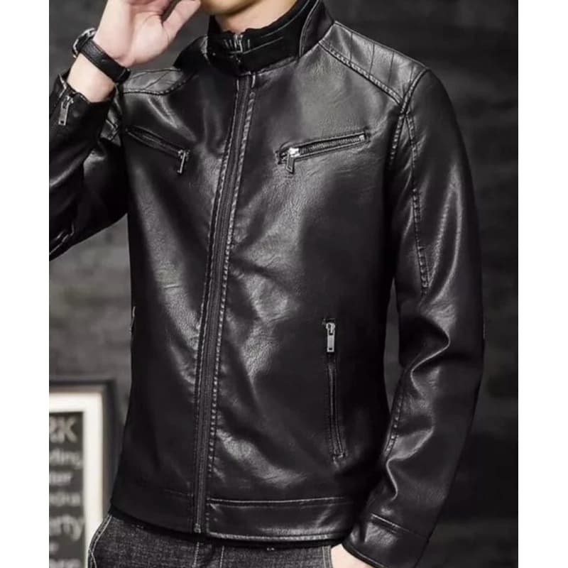 Jaqueta Masculina Moderna de Couro Inverno Clássico e Elegante